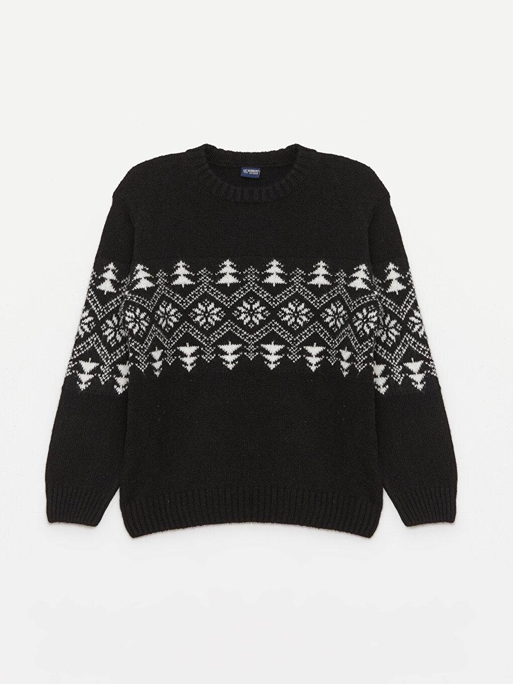 Crew Neck Patterned Long Sleeve Boy's Knitwear Sweater