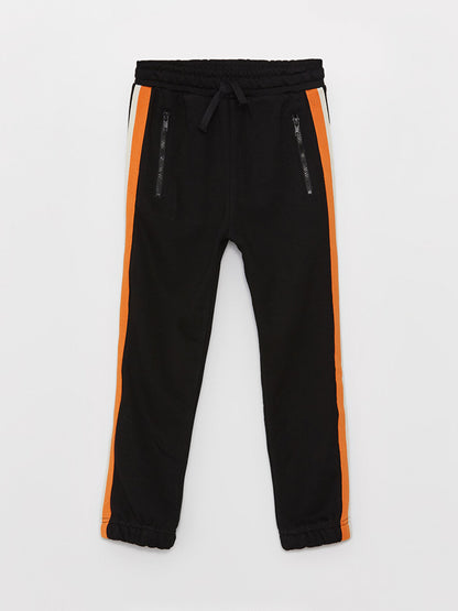 Color Blocked Boy's Jogger Sweatpants with Elastic Waist