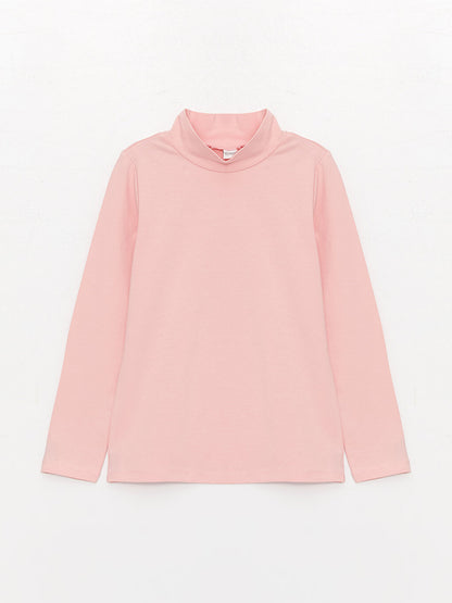 Half Turtleneck Basic Long Sleeve Girl's T-Shirt