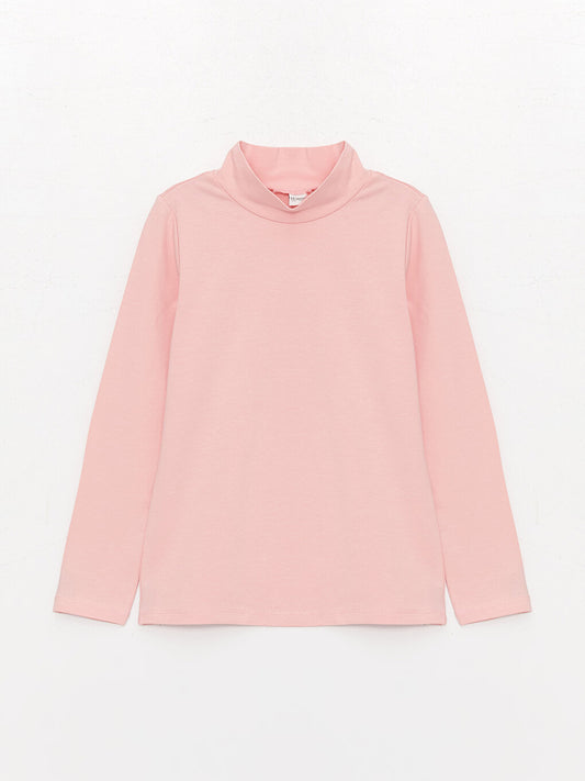 Half Turtleneck Basic Long Sleeve Girl's T-Shirt