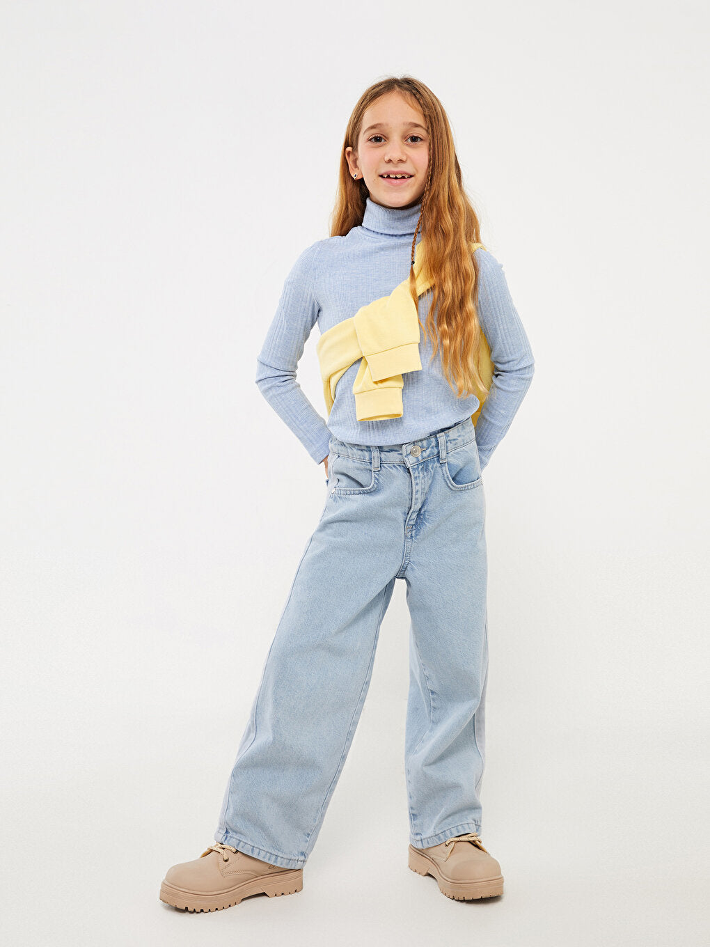 Turtle Neck Long Sleeve Girls' T-Shirt