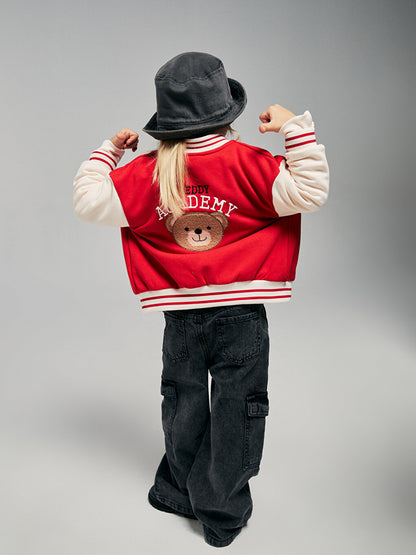 Embroidered Long Sleeve Girl's College Jacket