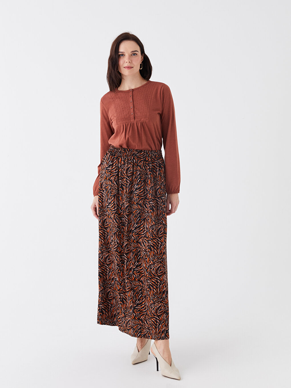 Patterned Belmando Women's Skirt with Elastic Waist