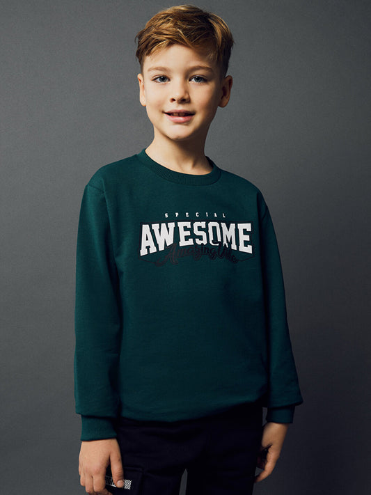 Crew Neck Printed Long Sleeve Boy's Sweatshirt