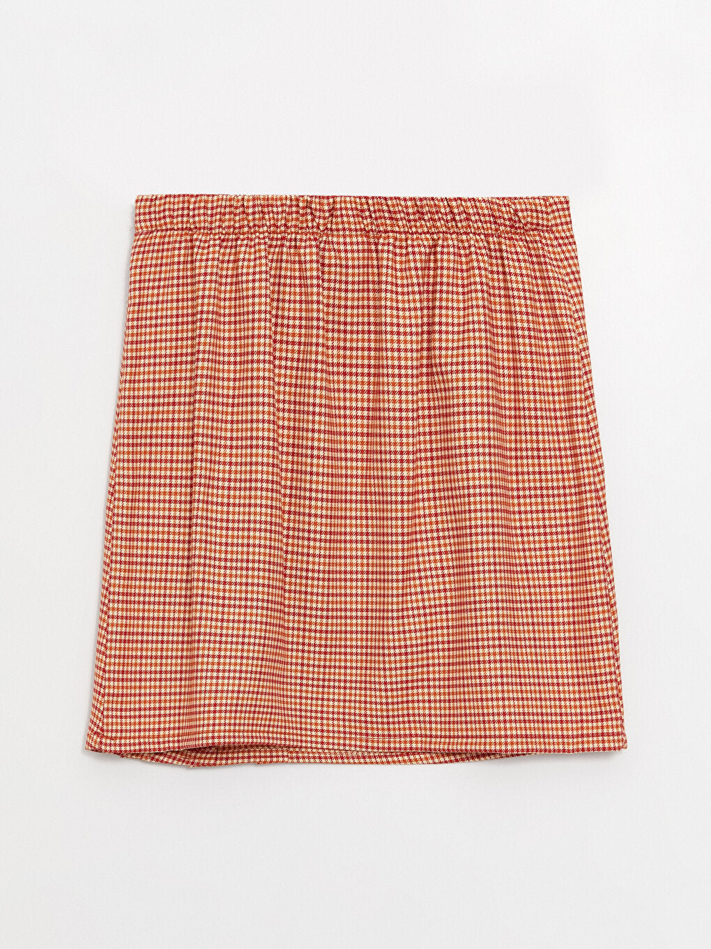 Houndstooth Patterned Girl's Skirt with Elastic Waist