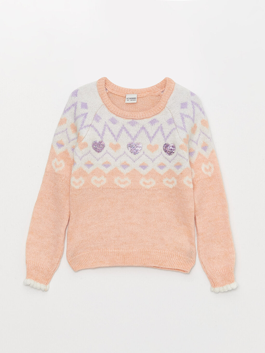 Crew Neck Patterned Long Sleeve Girl's Knitwear Sweater