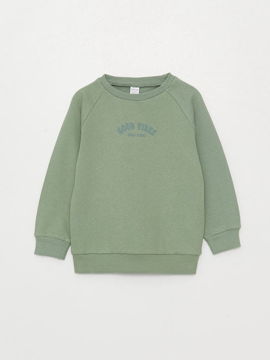 Crew Neck Long Sleeve Printed Baby Boy Sweatshirt