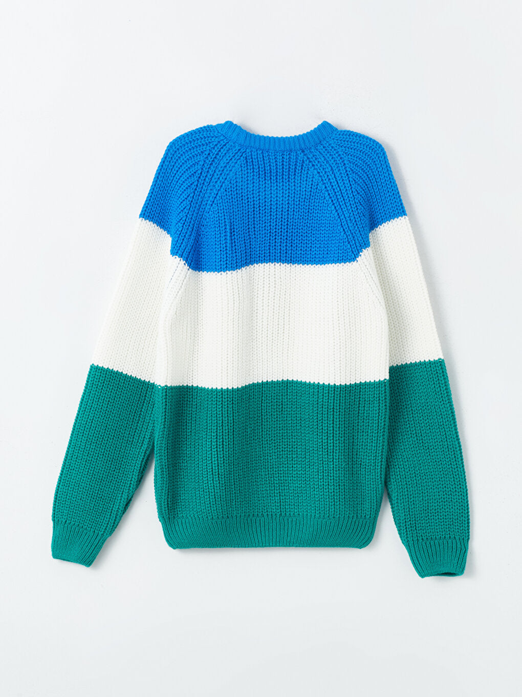 Crew Neck Color Block Long Sleeve Boy's Knitwear Sweater