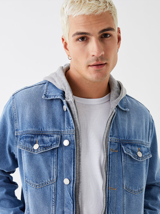 Standard Fit Hooded Men's Jean Jacket