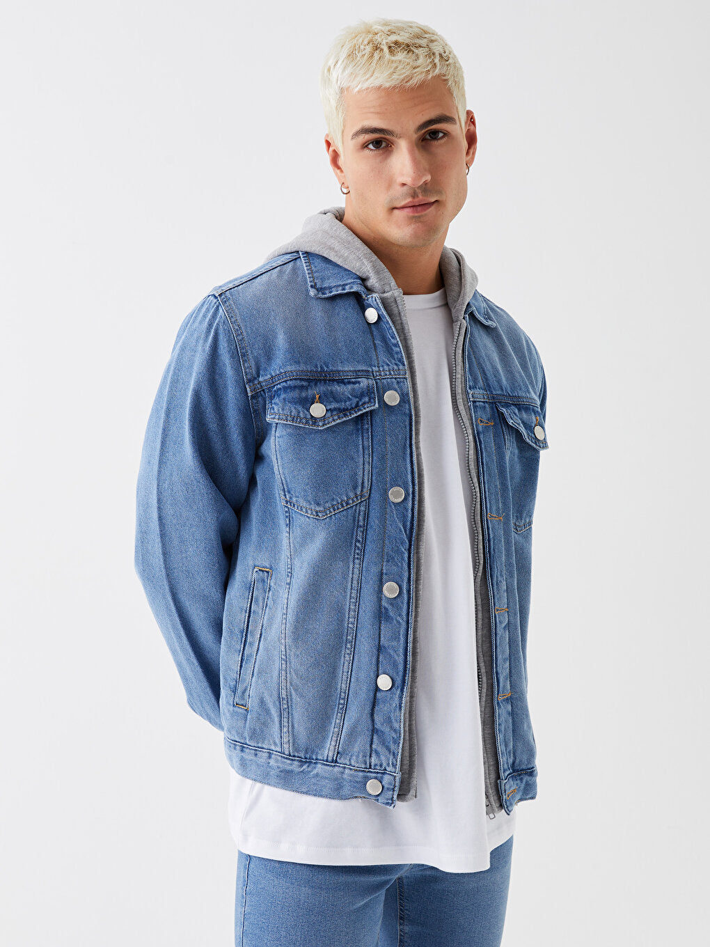 Standard Fit Hooded Men's Jean Jacket