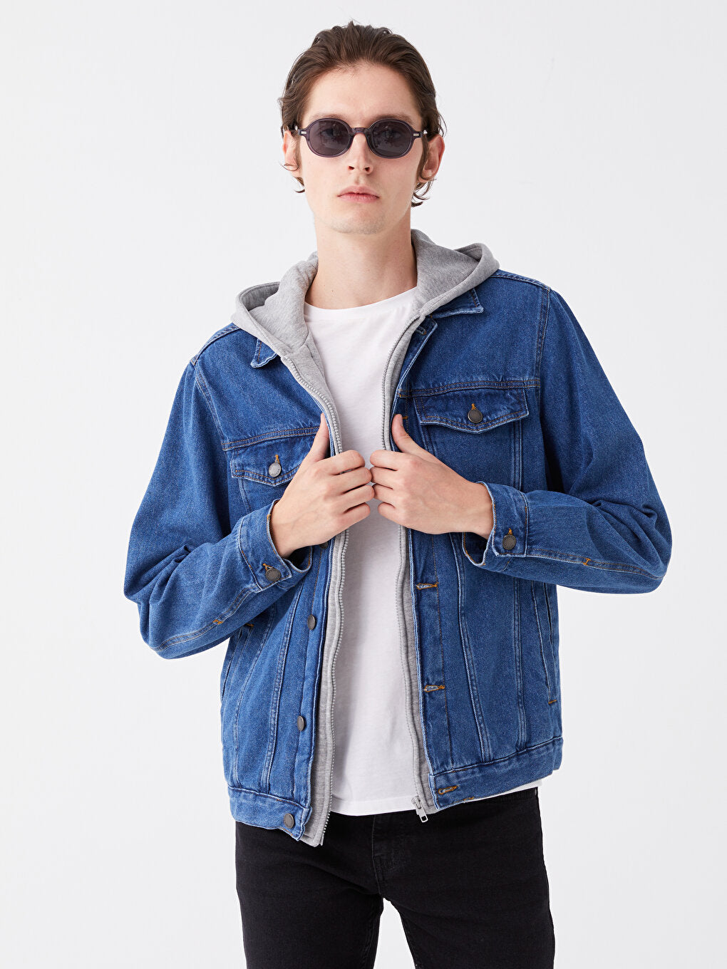 Standard Fit Hooded Men's Jean Jacket