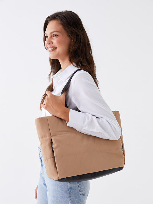 Women's Shoulder and Shoulder Bag with Zipper Detail