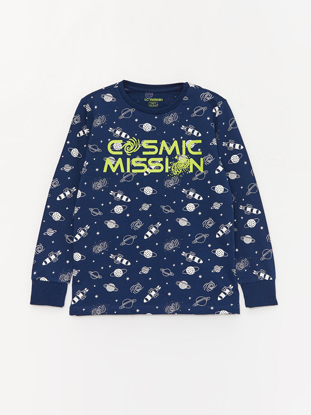 Crew Neck Printed Long Sleeve Boys' Pajama Set