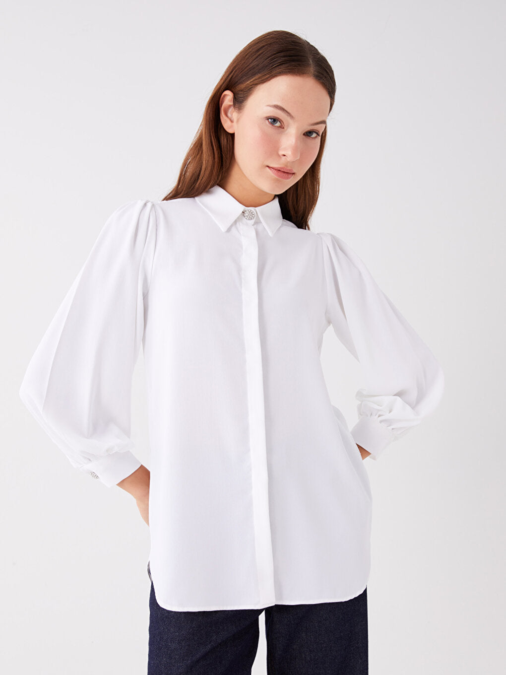 Plain Long Sleeve Women's Shirt Tunic