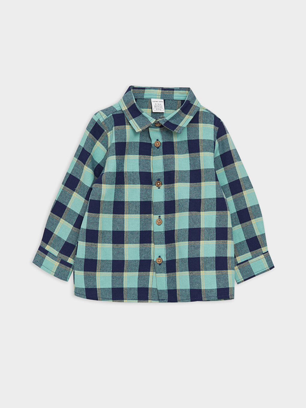 Long Sleeve Plaid Patterned Baby Boy Shirt and Jean Trousers 2-Piece Set