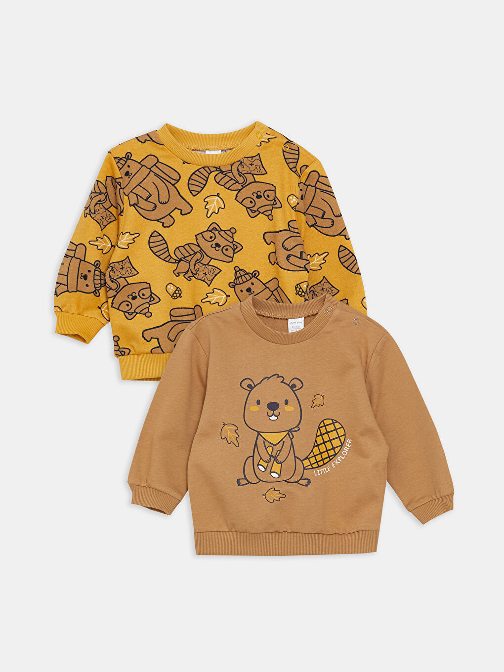 Crew Neck Long Sleeve Printed Baby Boy Sweatshirt 2-pack