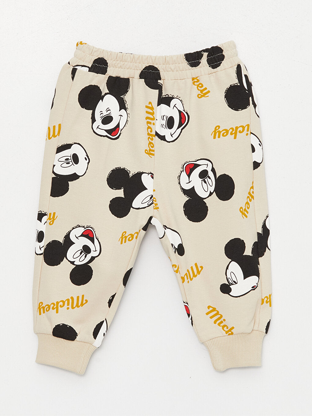 Crew Neck Mickey Mouse Printed Baby Boy T-Shirt and Tracksuit Bottom 2-Piece Set