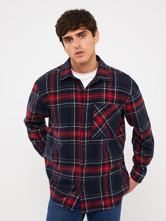 Comfortable Fit Long Sleeve Plaid Men's Lumberjack Shirt Jacket