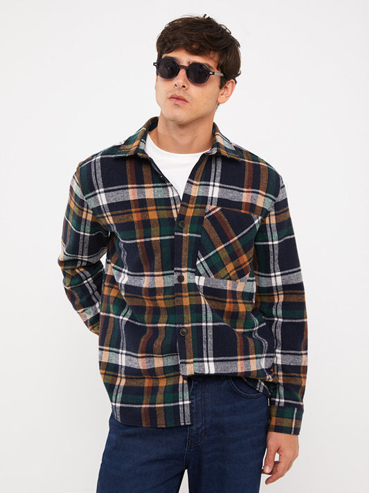 Regular Fit Long Sleeve Plaid Men's Lumberjack Shirt Jacket