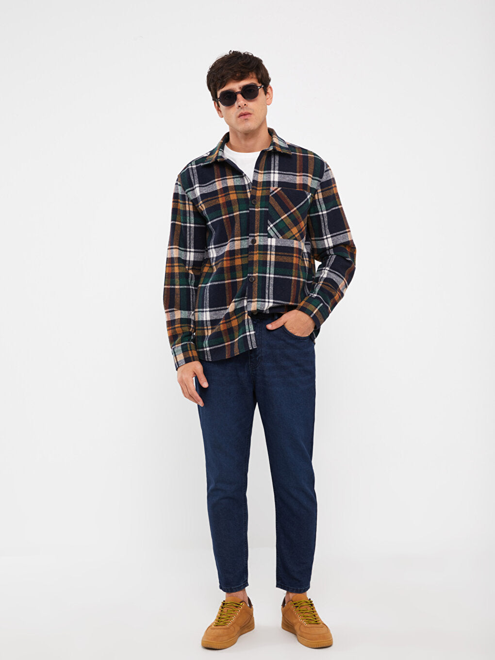 Regular Fit Long Sleeve Plaid Men's Lumberjack Shirt Jacket