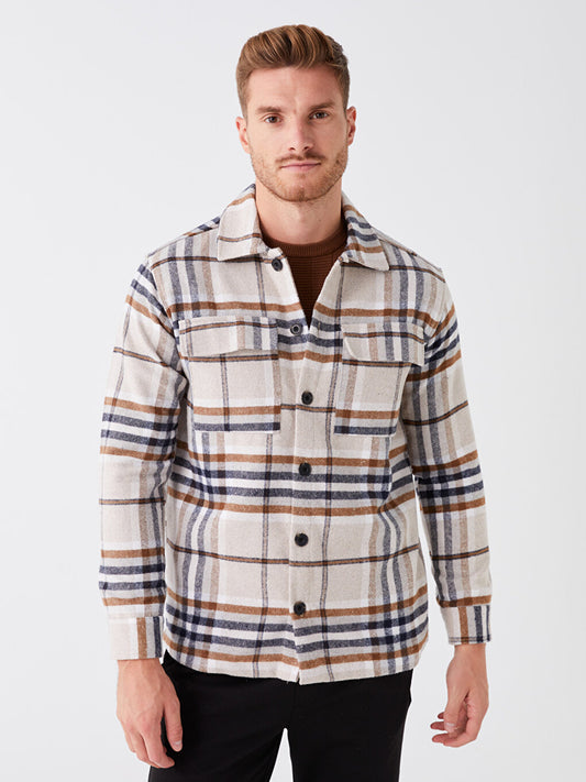 Regular Fit Long Sleeve Plaid Men's Lumberjack Shirt Jacket