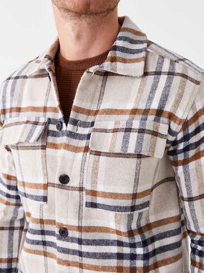 Regular Fit Long Sleeve Plaid Men's Lumberjack Shirt Jacket