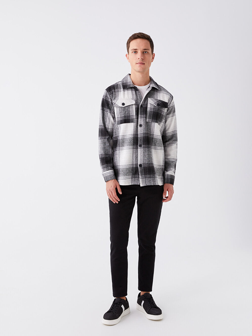 Regular Fit Long Sleeve Plaid Men's Lumberjack Shirt Jacket