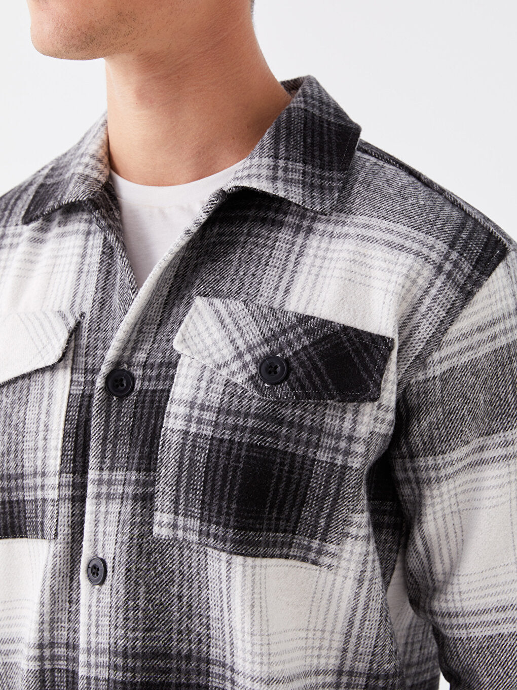 Regular Fit Long Sleeve Plaid Men's Lumberjack Shirt Jacket