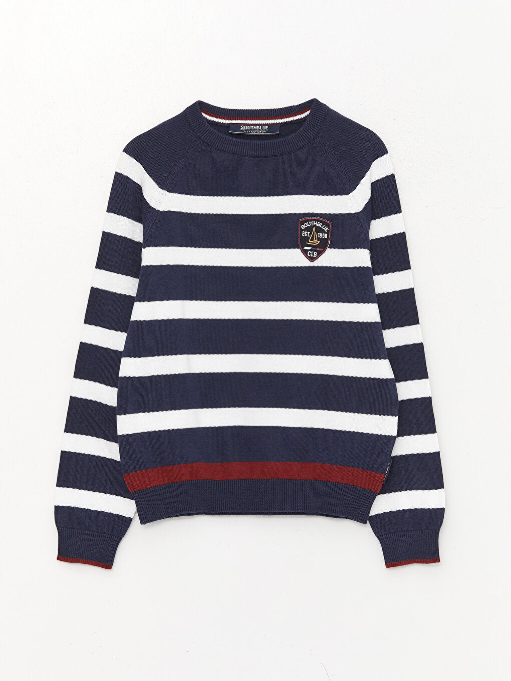 Crew Neck Striped Long Sleeve Boy's Knitwear Sweater