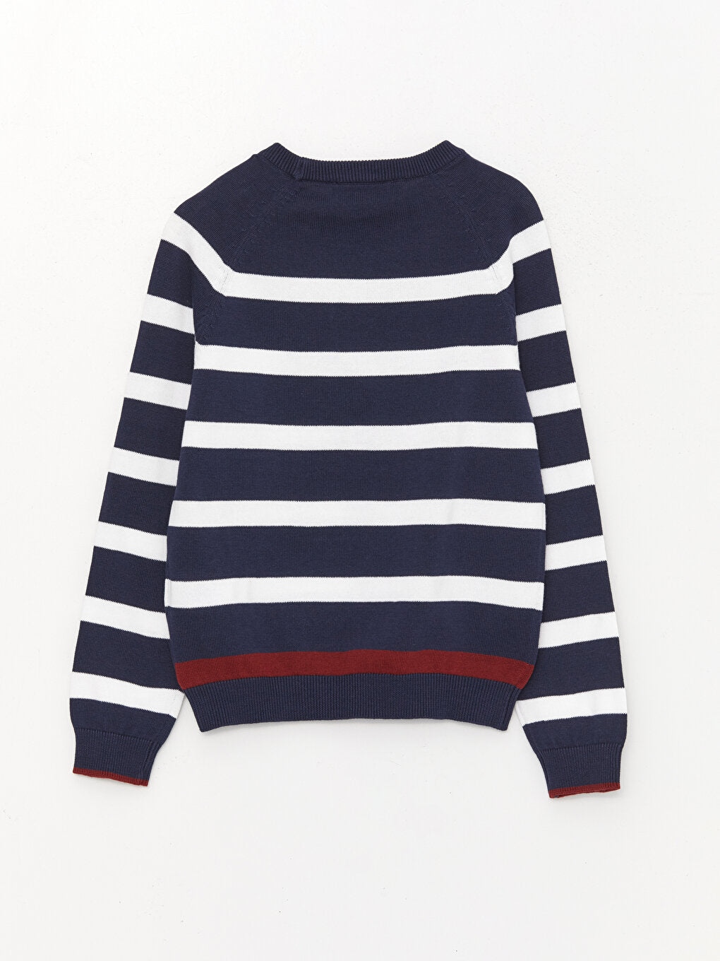 Crew Neck Striped Long Sleeve Boy's Knitwear Sweater