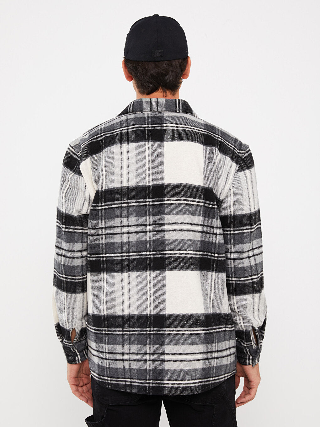 Regular Fit Long Sleeve Plaid Men's Shirt Jacket