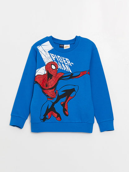 Crew Neck Spiderman Printed Long Sleeve Boy's Sweatshirt