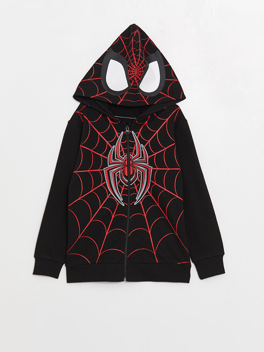 Hooded Spiderman Printed Long Sleeve Boys Zipper Sweatshirt