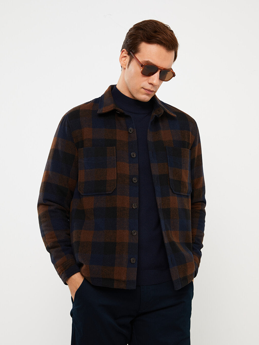 Comfortable Fit Long Sleeve Plaid Men's Lumberjack Shirt Jacket