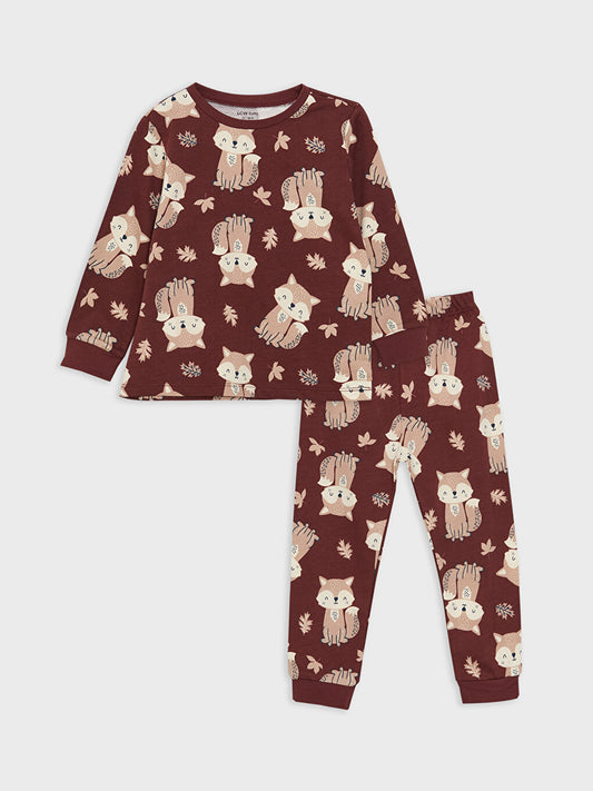 Crew Neck Long Sleeve Baby Boy Pajama Set