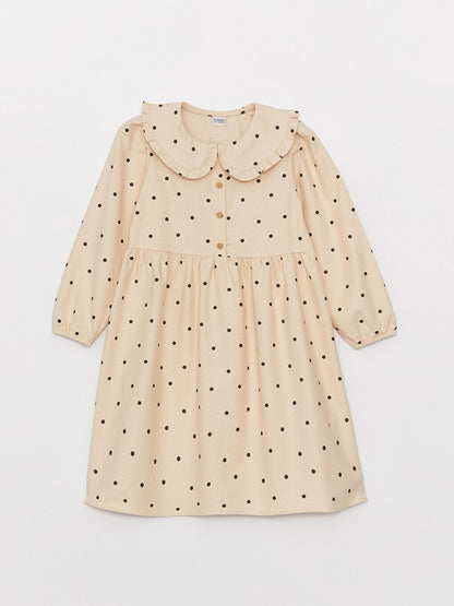 Baby Collar Polka Dot Long Sleeve Girl's Dress