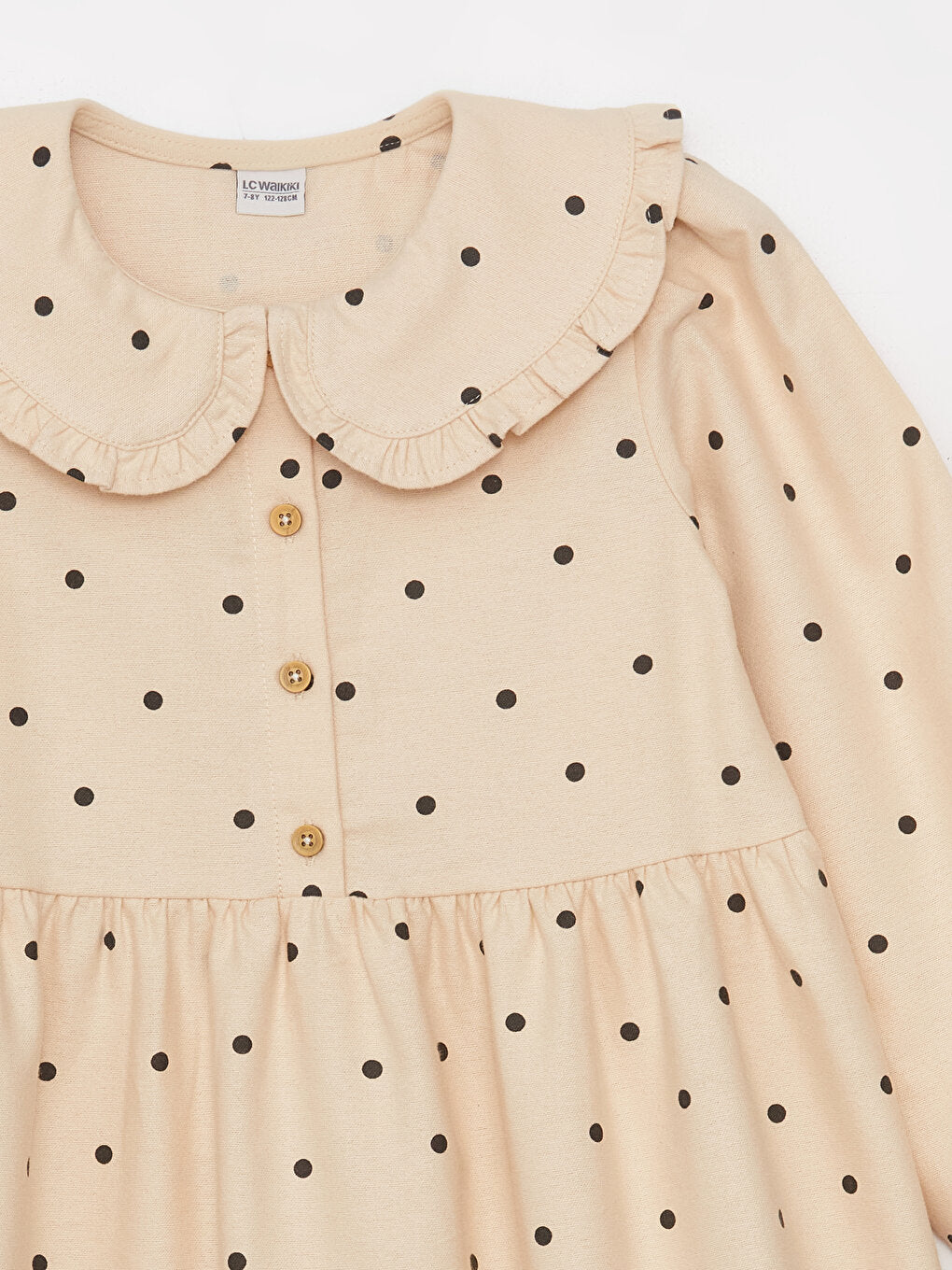 Baby Collar Polka Dot Long Sleeve Girl's Dress