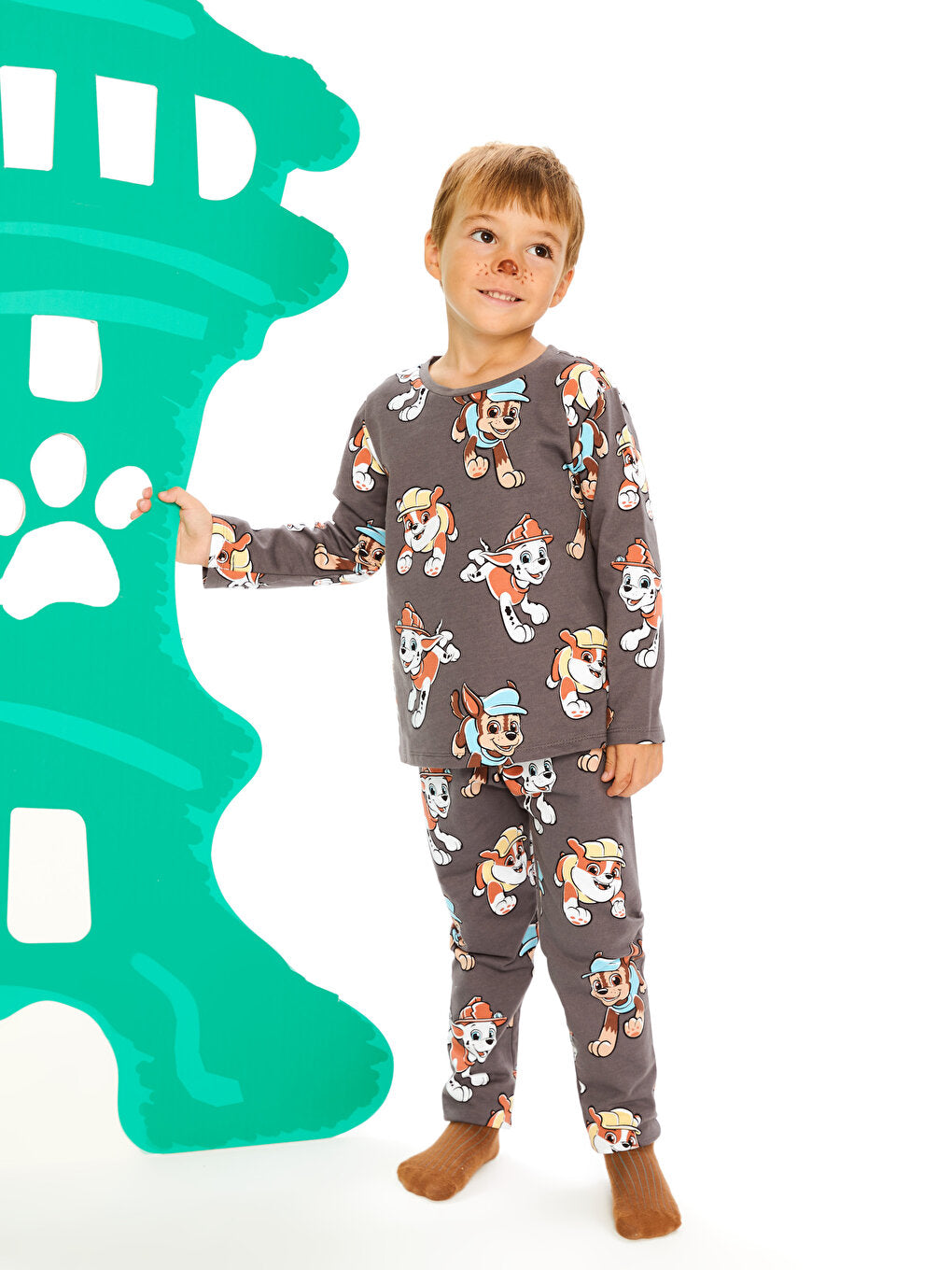 Crew Neck Long Sleeve Paw Patrol Printed Baby Boy Pajama Set