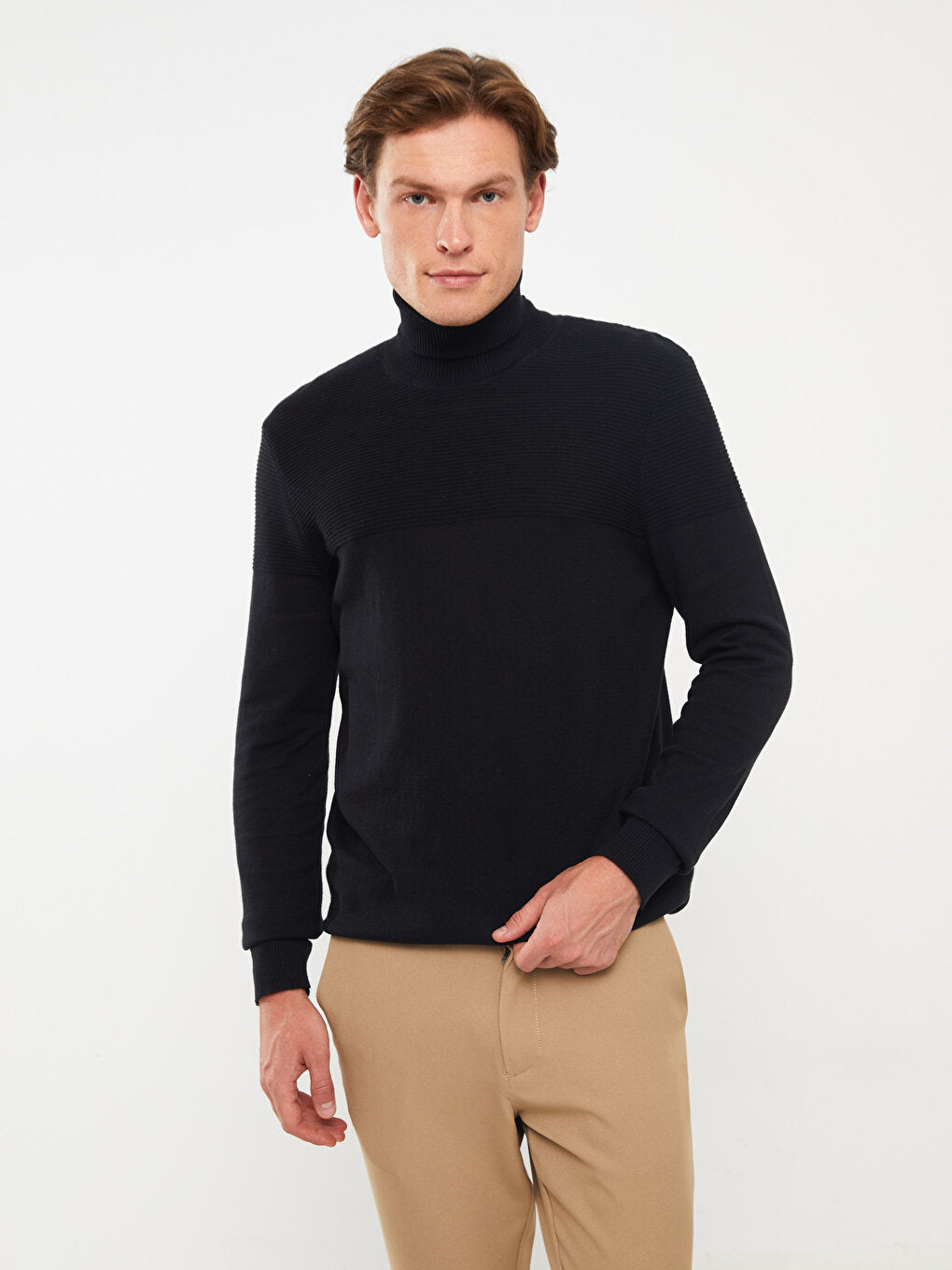 Turtleneck Long Sleeve Men's Knitwear Sweater