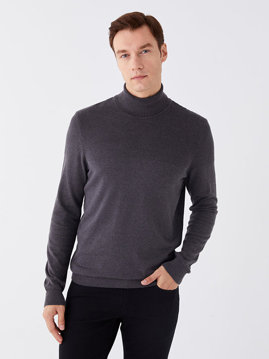 Turtleneck Long Sleeve Men's Knitwear Sweater