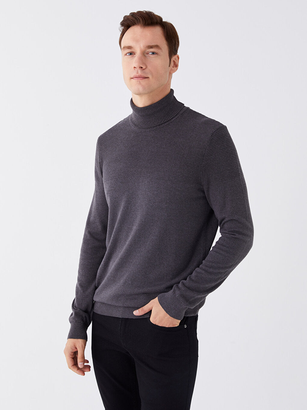 Turtleneck Long Sleeve Men's Knitwear Sweater