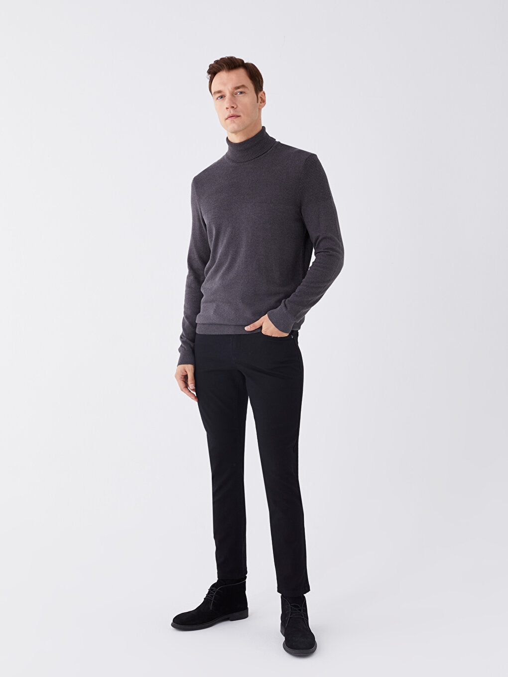 Turtleneck Long Sleeve Men's Knitwear Sweater