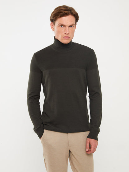 Turtleneck Long Sleeve Men's Knitwear Sweater