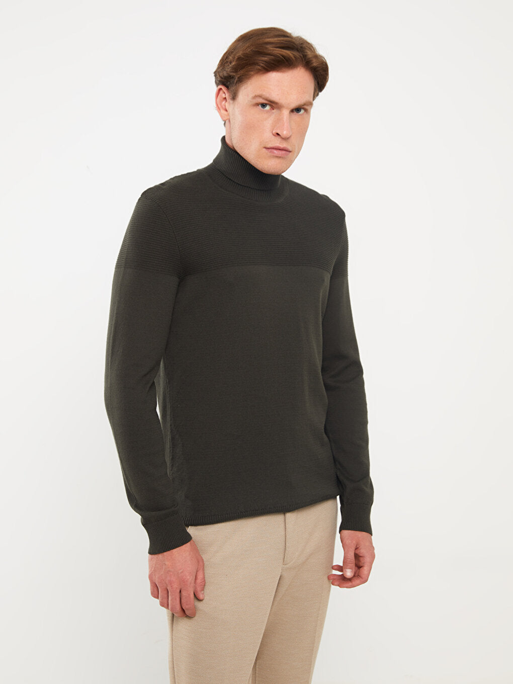 Turtleneck Long Sleeve Men's Knitwear Sweater