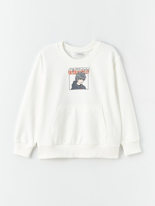 Comfortable Crew Neck Printed Boy's Sweatshirt