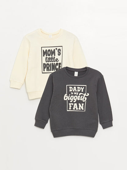 Crew Neck Long Sleeve Printed Baby Boy Sweatshirt 2-pack