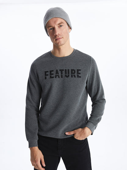 Crew Neck Long Sleeve Printed Men's Sweatshirt