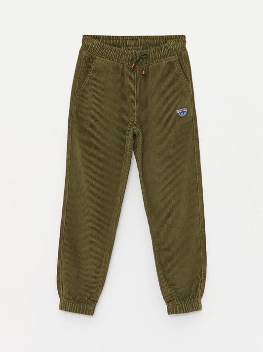 Elastic Waist Velvet Boy Jogger Pants