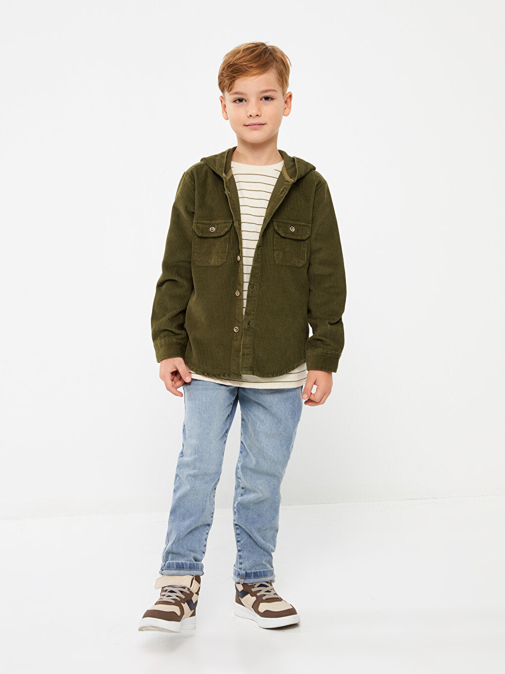 Hooded Basic Long Sleeve Boys' Shirt