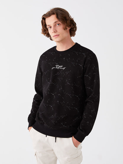 Crew Neck Long Sleeve Printed Men's Sweatshirt